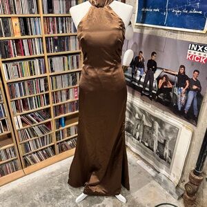 Elegant Brown Halter Formal Dress - NWOT size 4